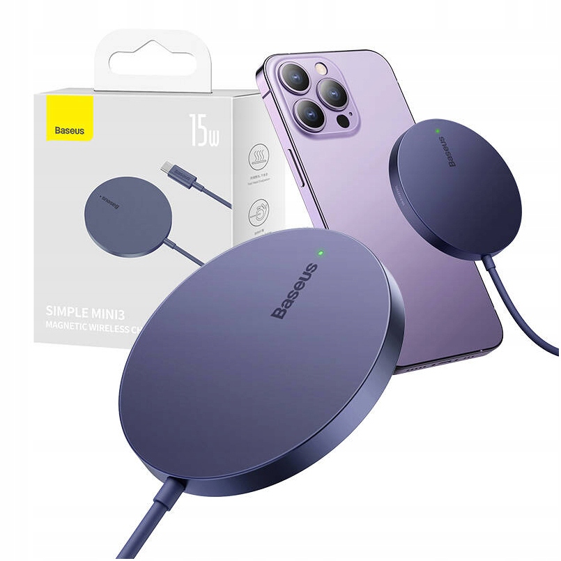 Bezprzewodowa magnetyczna szybka ładowarka indukcyjna, 15W, Qi, Baseus