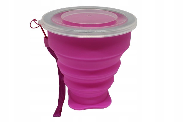 

Składany Kubek Turystyczny Silikonowy Z Pokrywką