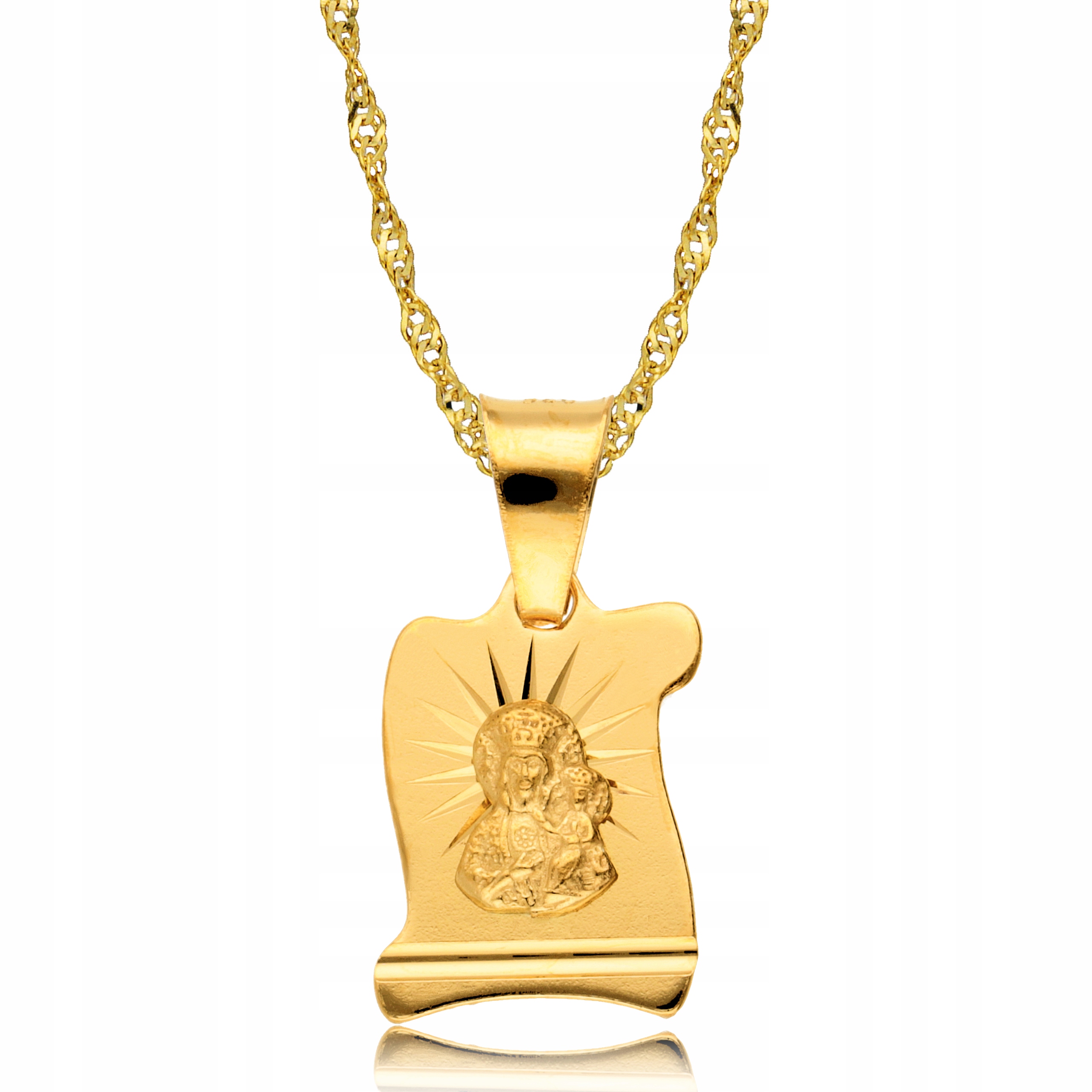 Łańcuszek Złoty Medalik Chrzest Komunia Grawer Marka Euforia