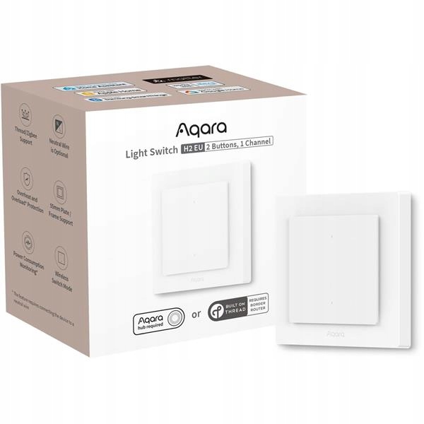 Aqara Light Switch H2 Eu Přepínač 2 tlačítka, 1 kanál, offline Ws-k