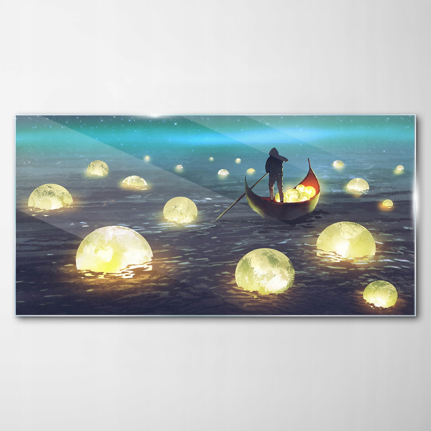 

Hartowany Obraz Szklany Noc Łódka Księżyc 120x60