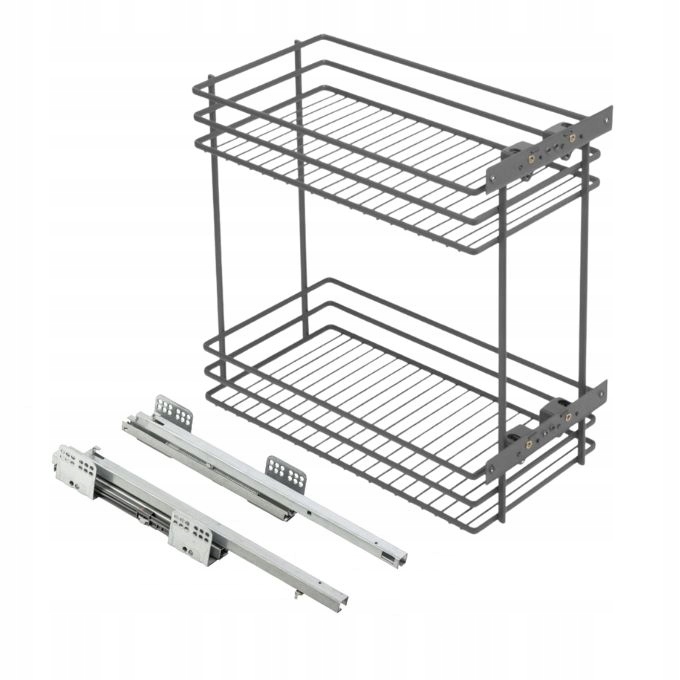 Kosz cargo Gtv Movix z prowadnicami 300 antracyt 2 półki KO-300M-BO-60