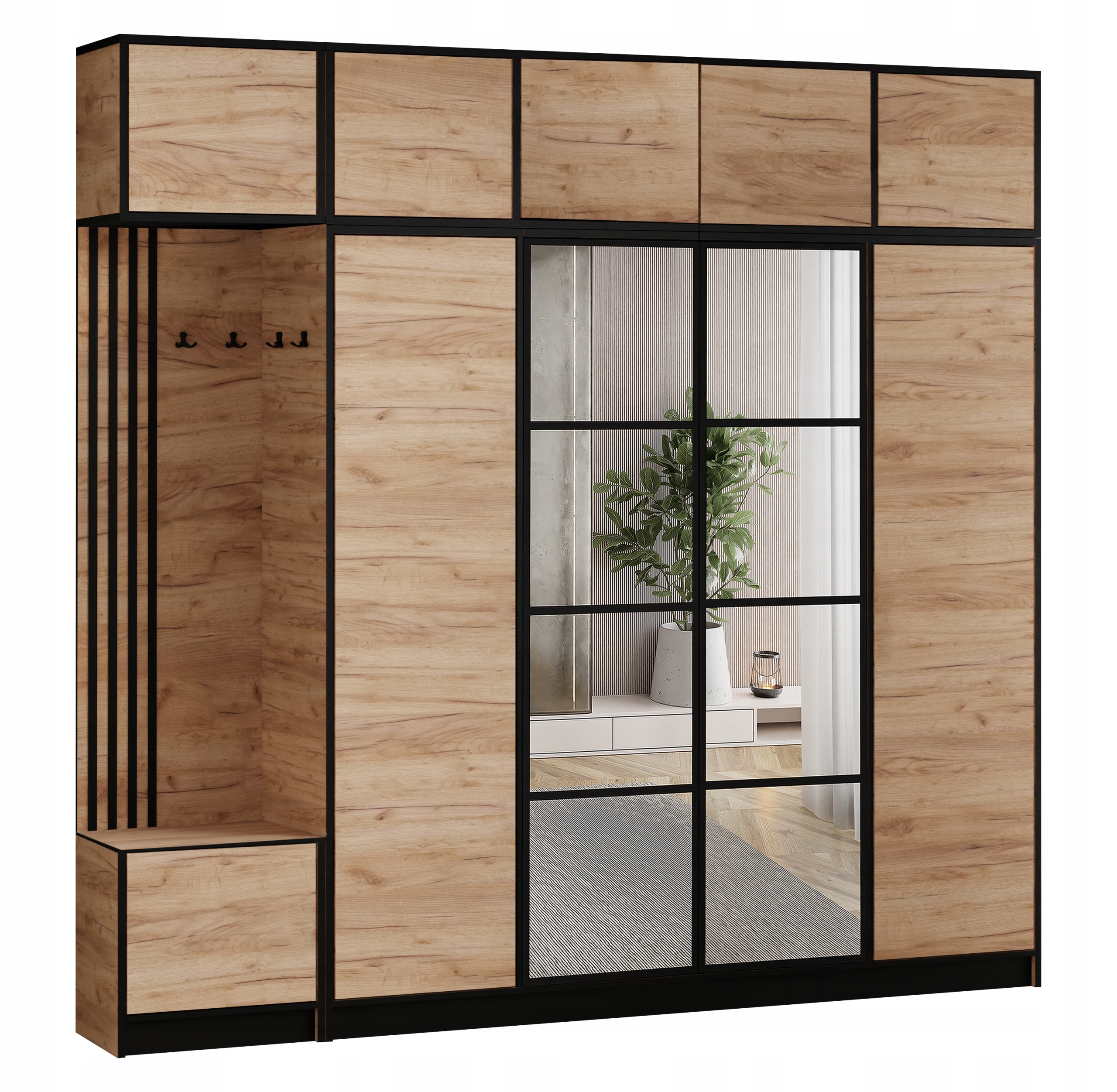 Šatní skříň Costa 15 dub craft zlatý sedák s nástavcem