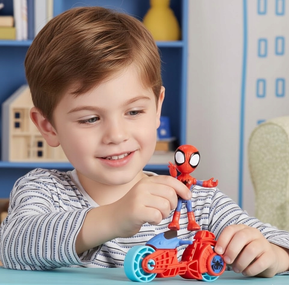 Zestaw HASBRO: Figurka SPIDEY SPIDERMAN + pojazd MOTOR Ruchome elementy Stan opakowania oryginalne