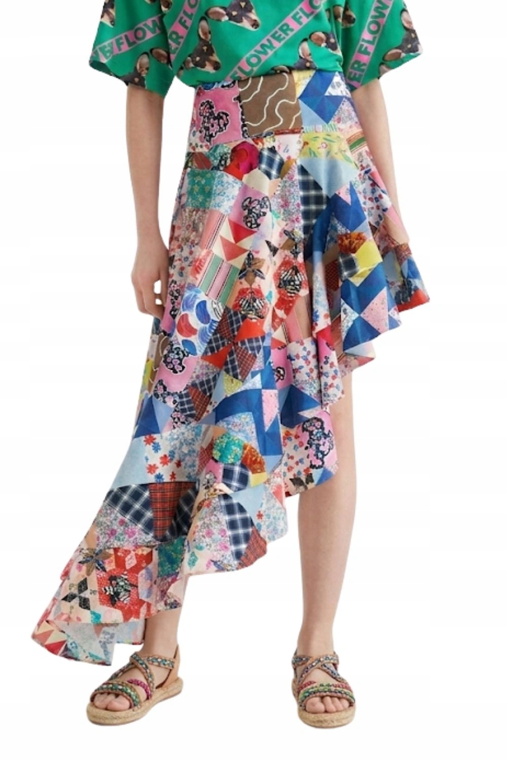 Sukně Desigual dámská maxi asymetrická patchworková vel.