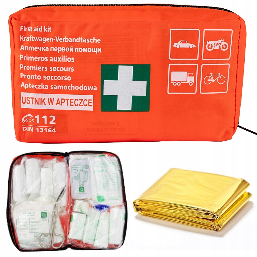 GAŚNICA SAMOCHODOWA 1KG BC 2024 APTECZKA DIN 13164 Z USTNIKIEM KAMIZELKA Producent Ogniochron