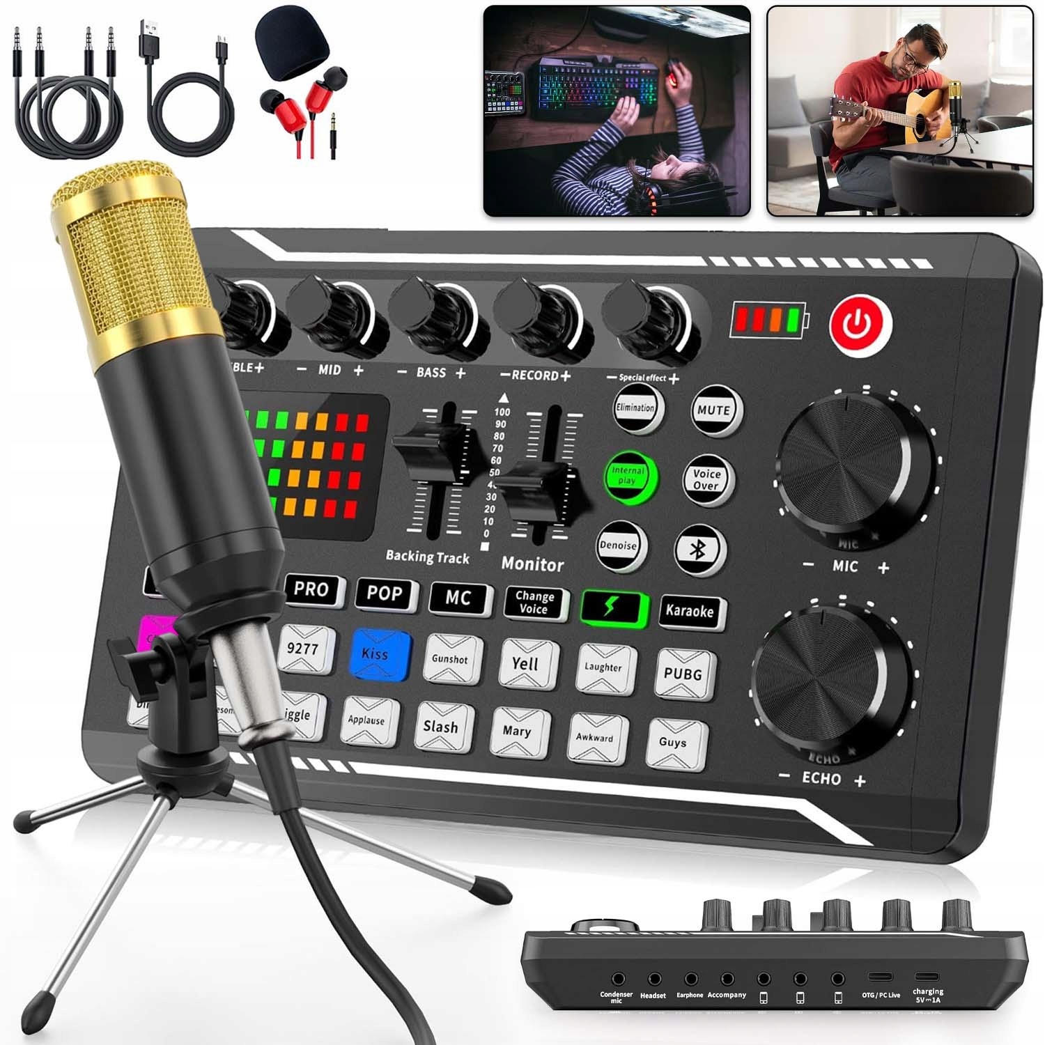 Mixážní Pult Audio Hudební Zvuková Karta Kondenzátorový Studiový Mikrofon