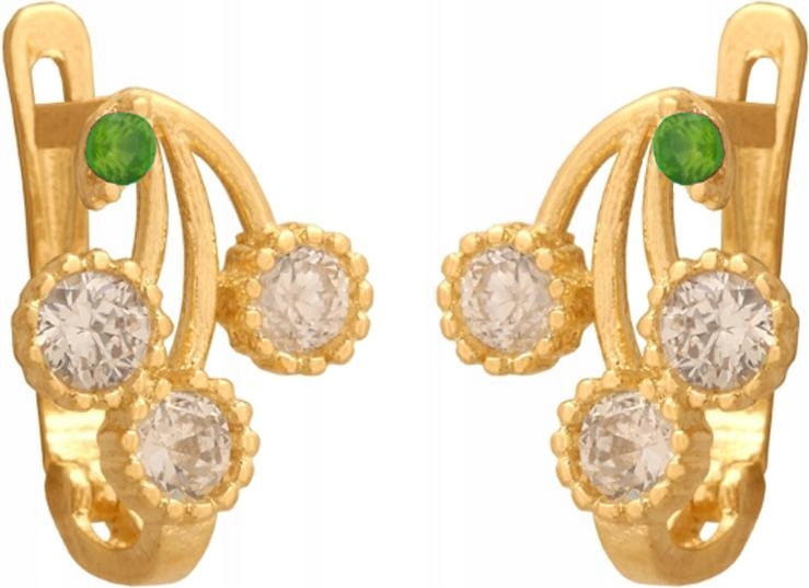 Zlaté náušnice ze 14karátového zlata pro dívku s bílými anglickými zirkony