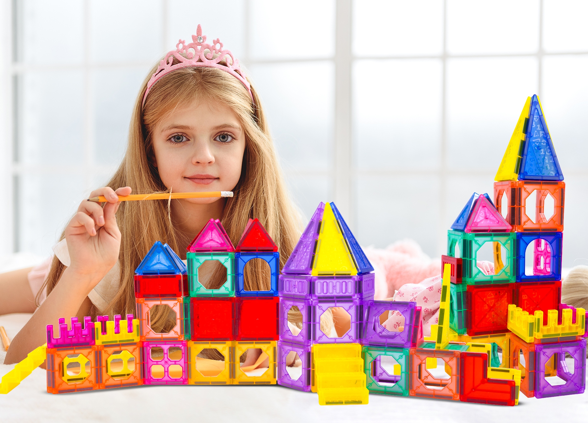 UKŁADANKA MAGNETYCZNA KLOCKI MAGNETYCZNE 3D KONSTRUKCYJNE DUŻE 110SZT Liczba elementów 110 szt.