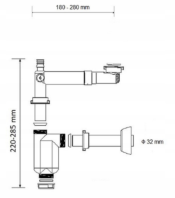 PÓŁSYFON SYFON LOCO DO UMYWALKI MONTAŻ PRZYŚCIENNY OSZCZĘDZAJĄCY MIEJSCE Rodzaj umywalkowy