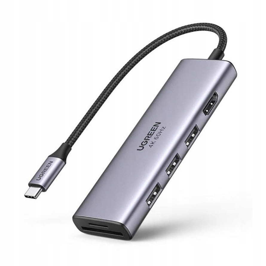 Usb-c hub 6v1 Ugreen 3x Usb 3.2 Hdmi 4K60 šedý