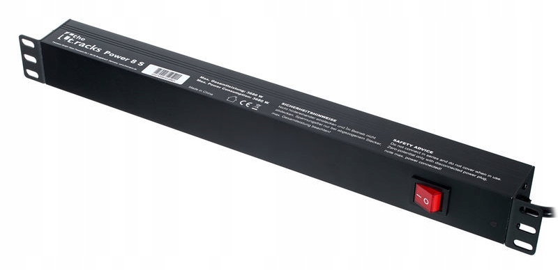 Zásuvková Lišta the t.racks Power 8 S Rack 1U 8 zásuvek vzadu 2 m vypínač