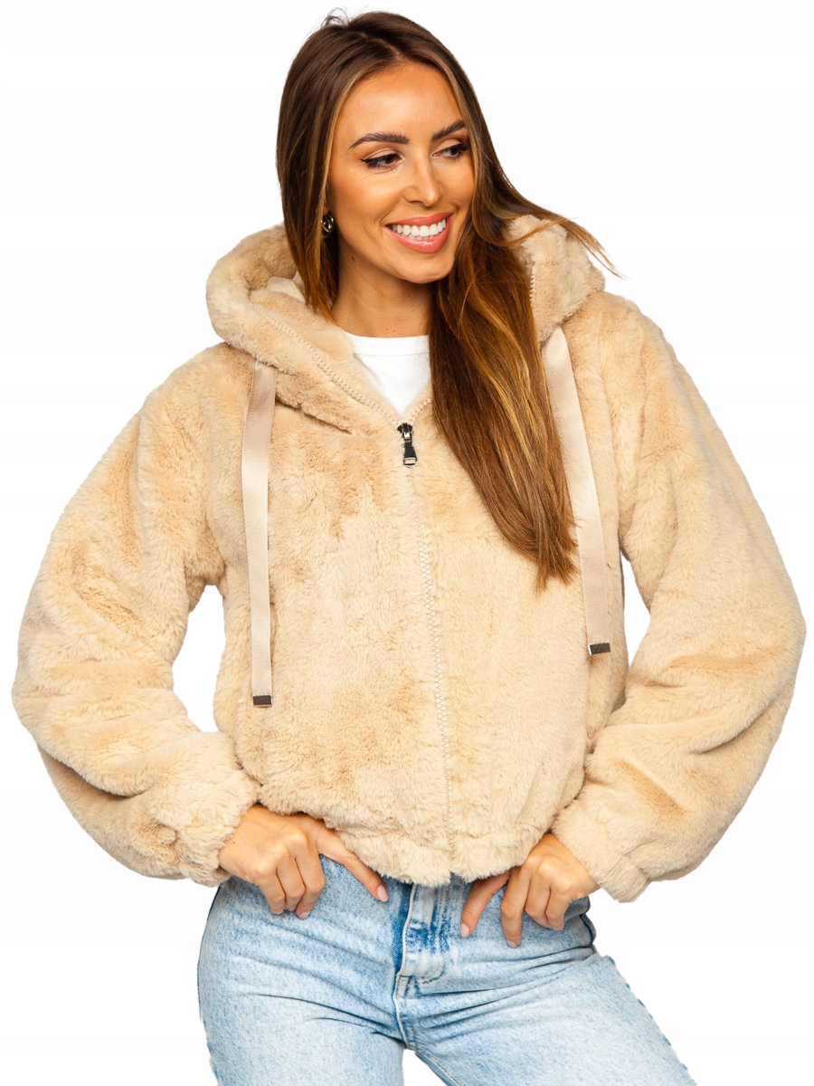 Dámská Zimní Bunda Z Imitace Kožichu Béžová 21230 Denley_l