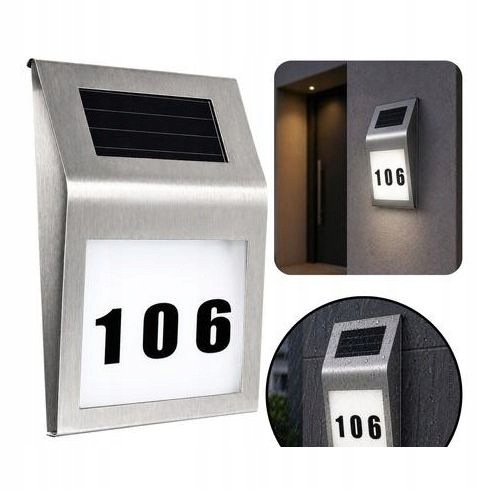 Lampa Solarna Led Kinkiet Z Numerem Domu