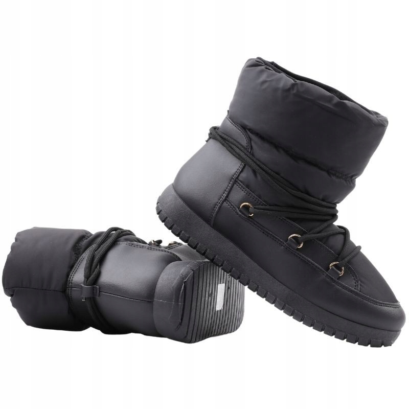 ŚNIEGOWCE DAMSKIE OCIEPLANE BOTKI NA PLATFORMIE BUTY ZIMOWE CZARNE CIEPŁE Płeć kobieta