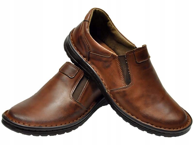 MĘSKIE POLSKIE MOKASYNY SKÓRZANE 515 RUDY 42