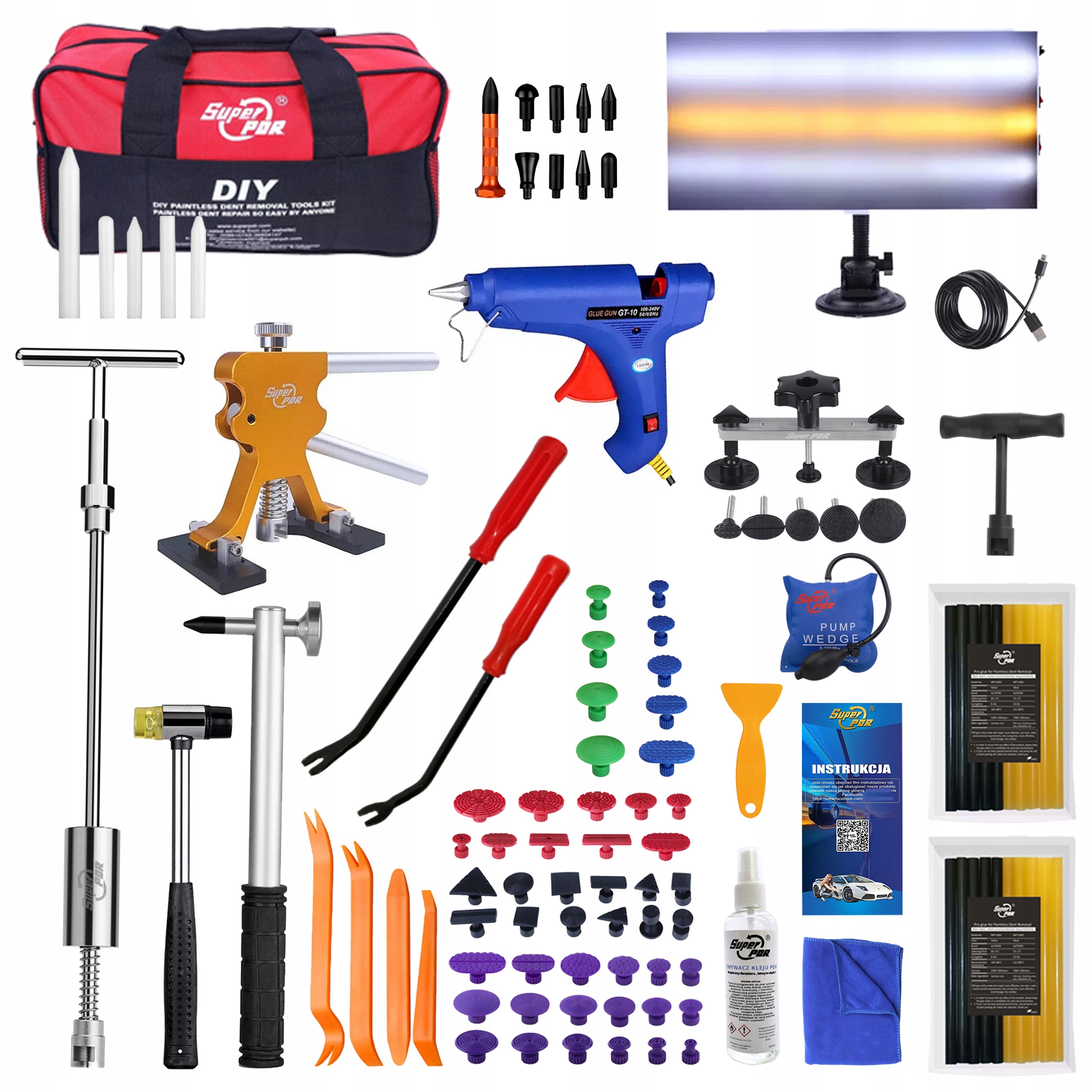 Sada pdr Vyťahovanie preliačin karosérie Sada náradia pd Lampa 3 farby