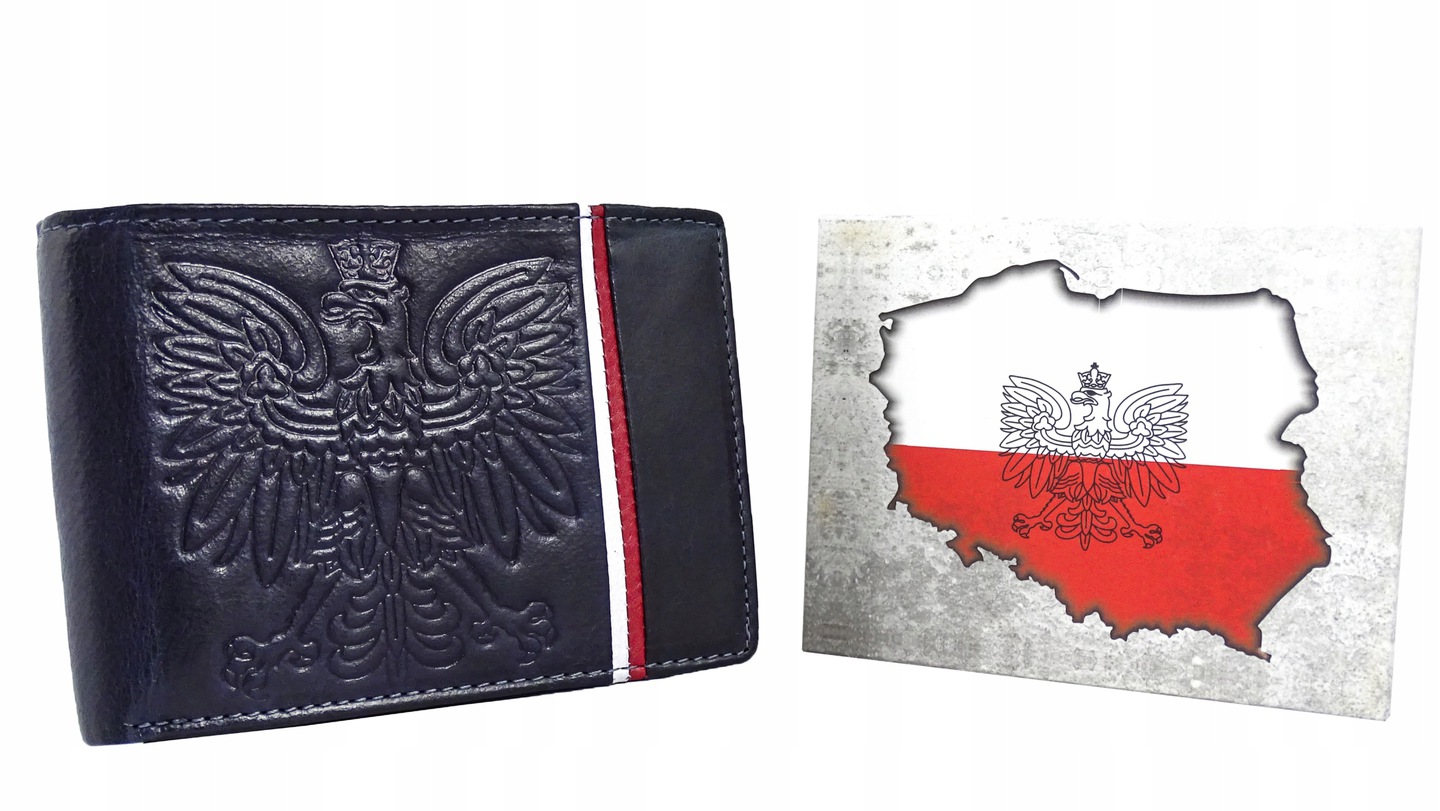 

Skórzany Patriotyczny portfel z Orłem Flaga Polski