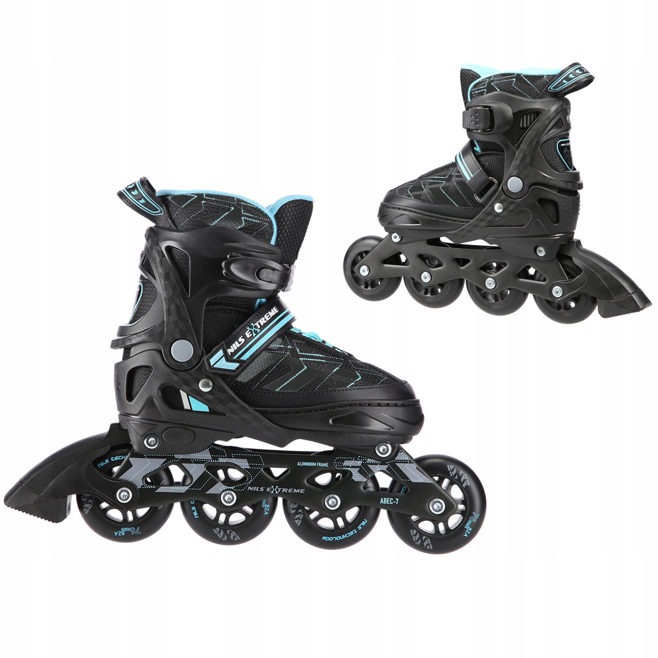 Rolki Regulowane Duże Łyżworolki Nils Extreme L 39-42 Kauczukowe ABEC7