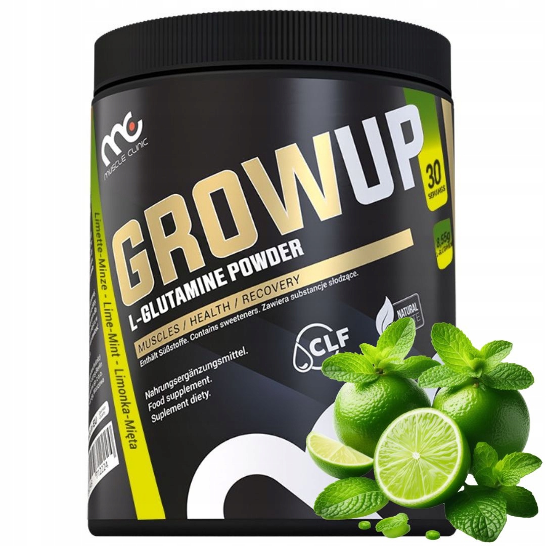 Muscle Clinic GrowUP 300g limetka – máta l-glutamin – regenerace kvásků