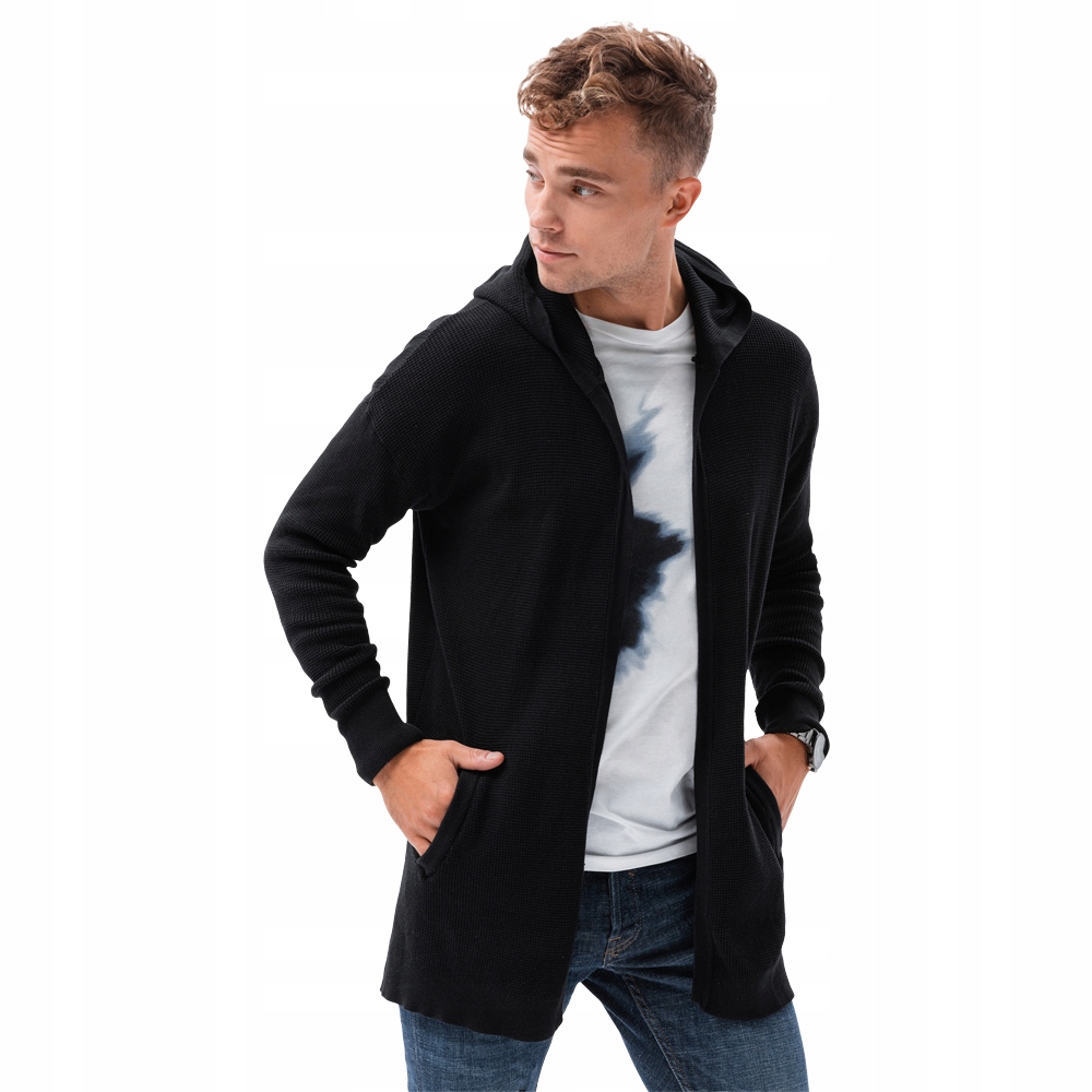 

Sweter męski kardigan z kapturem E188 czarny XXL