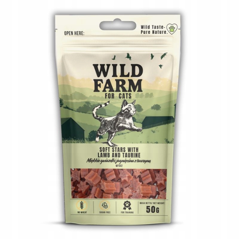 Levně 8X Wild Farm hvězdičky jehněčí s taurinem 50g pamlsek pro kočky