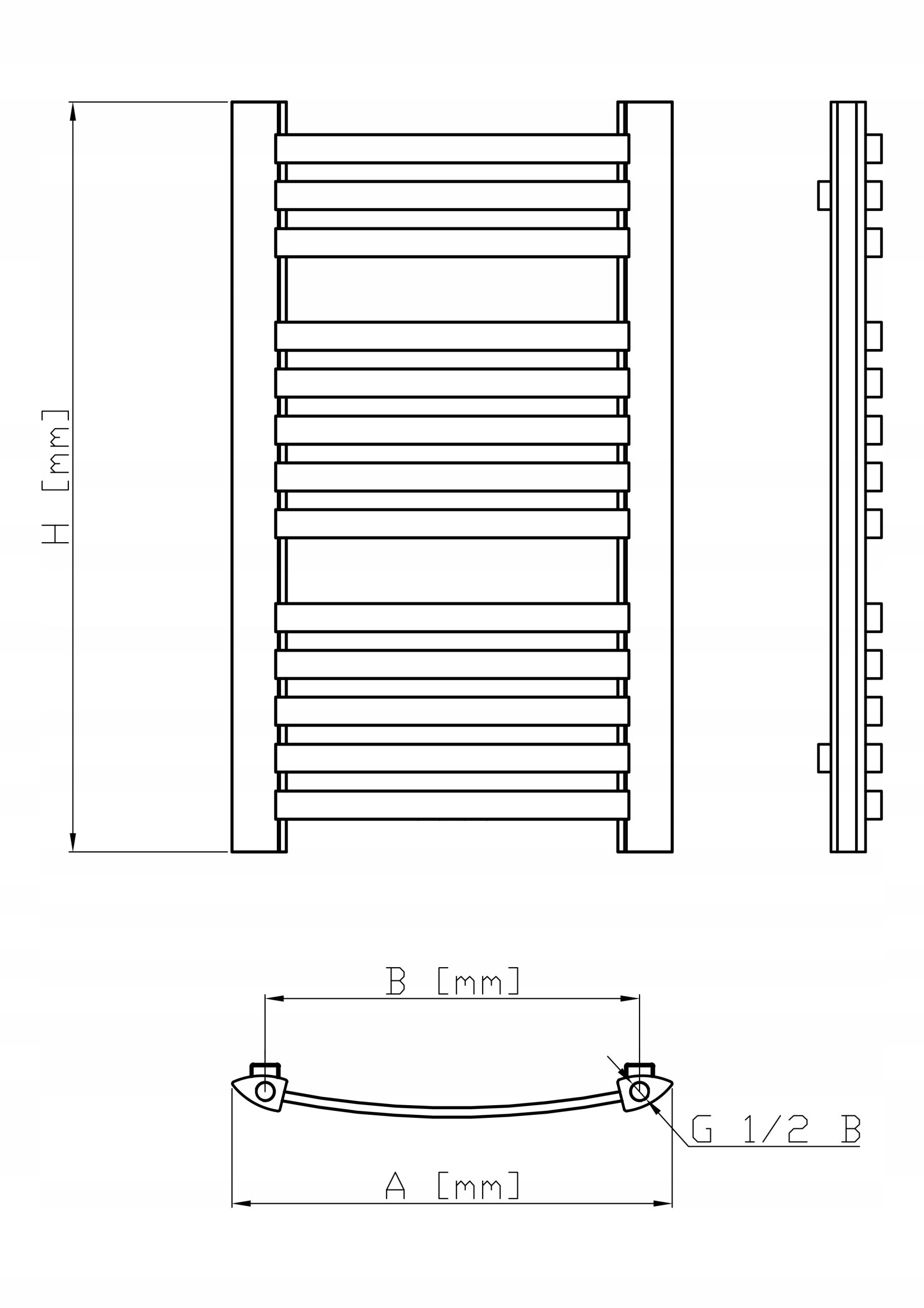 GRZEJNIK ŁAZIENKOWY DRABINKA 400x1200 SLIM 419W B Kod producenta GR3-20/32