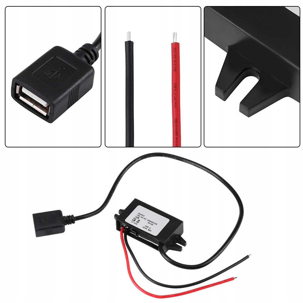 OBNIŻAJĄCY NAPIĘCIE KONWERTER MOCY 12 V/24 V NA 5 V BUCK USB 3A Stan opakowania oryginalne