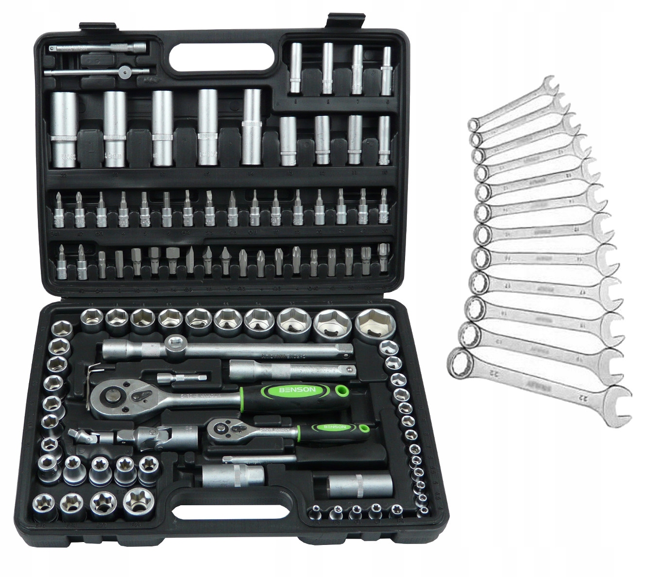 

Zestaw 108el Benson Klucze Nasadowe+gratis 6-22mm