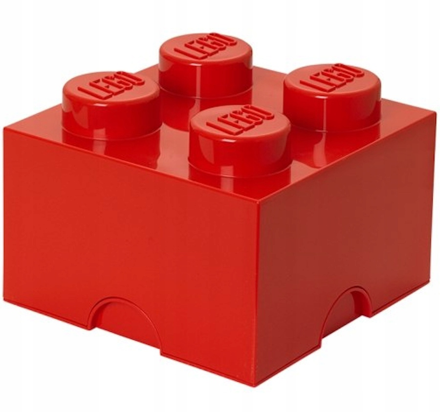 Lego Pojemnik Klocek 4 Kontener 2x2 Brick 25 CM Pudło Sorter Czerwony