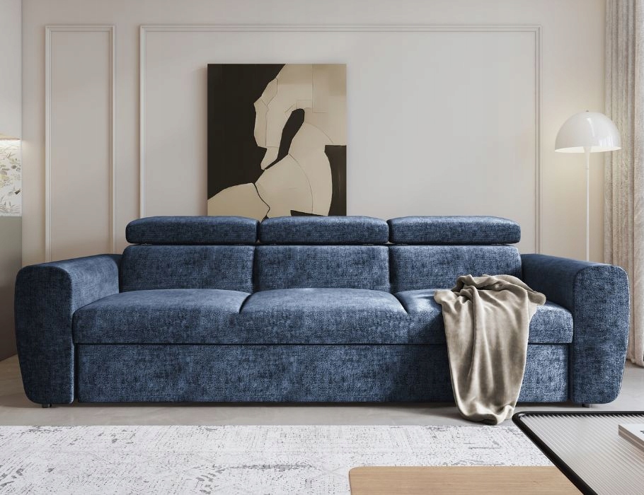 Pohodlná modrá pohovka Napoli je ideální do obývacího pokoje