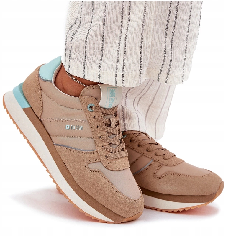 Semišové Tenisky Big Star RR274A048 Hi-poly Systém Tmavě Béžové 40