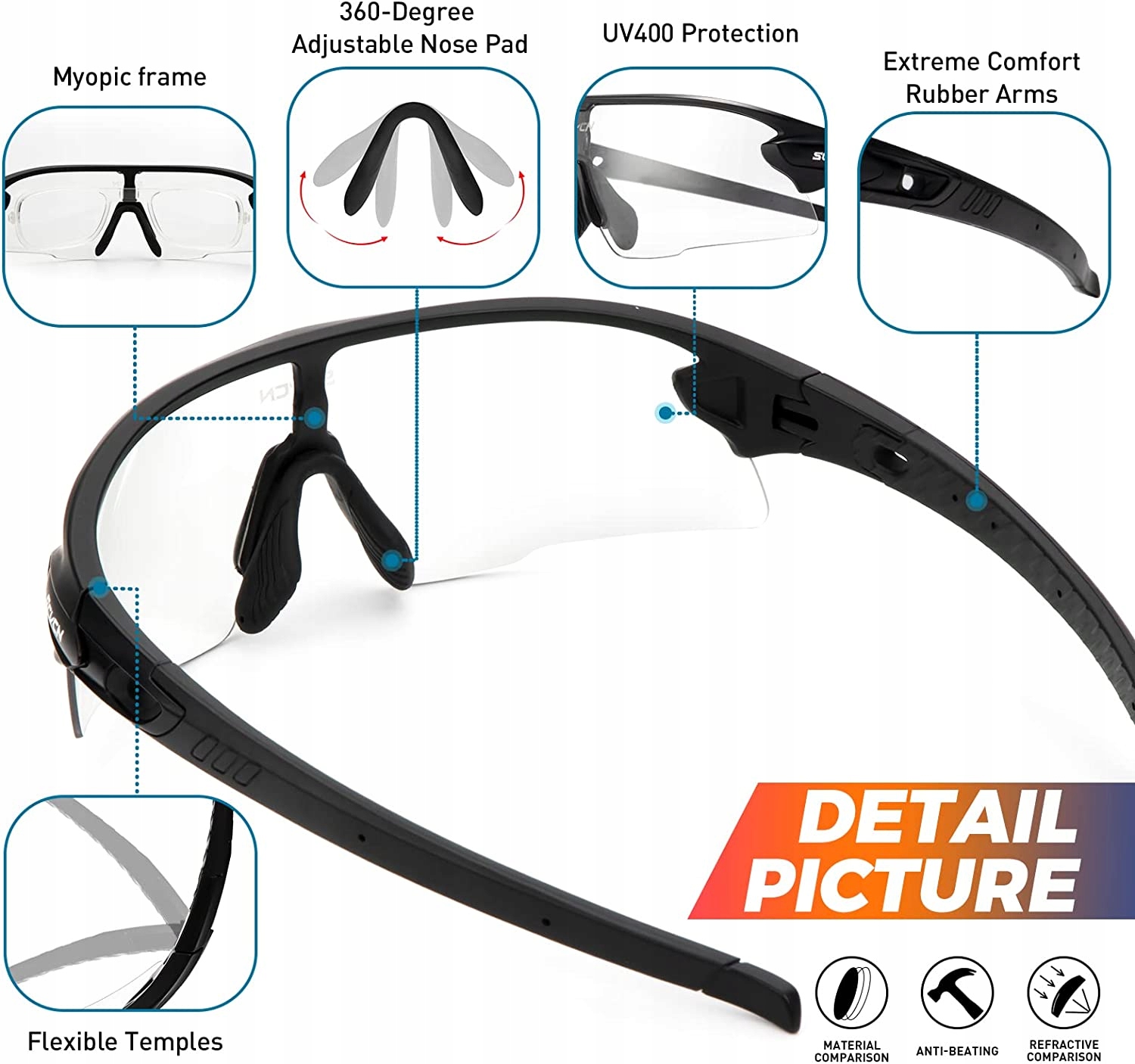 FOTOCHROMOWE OKULARY ROWEROWE OKULARY JEŹDZIECKIE MTB Model SC-S2