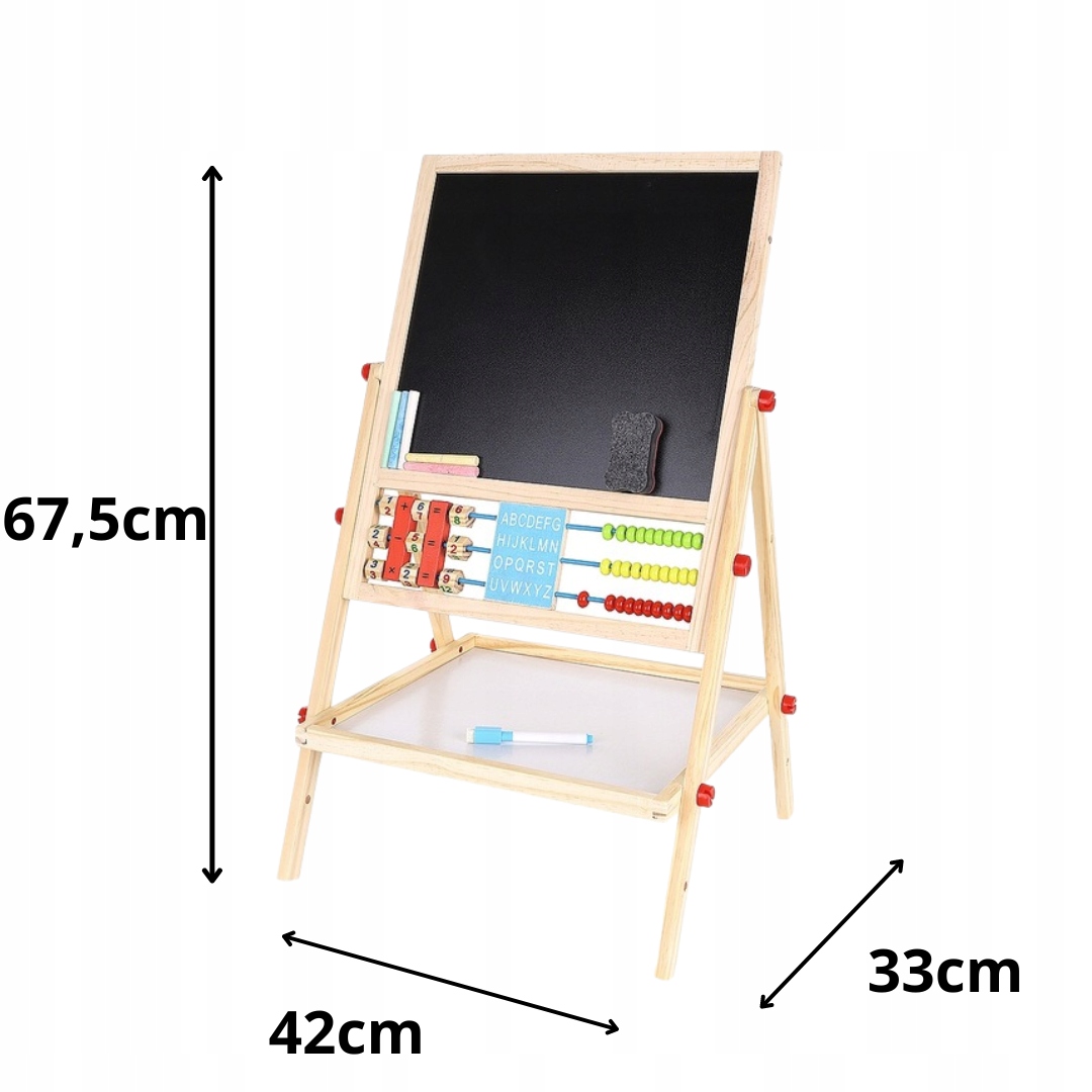 Tablica KREDOWA magnetyczna dla dzieci duża dwustronna liczydło + GRATIS Kolor biały czarny Wielokolorowy