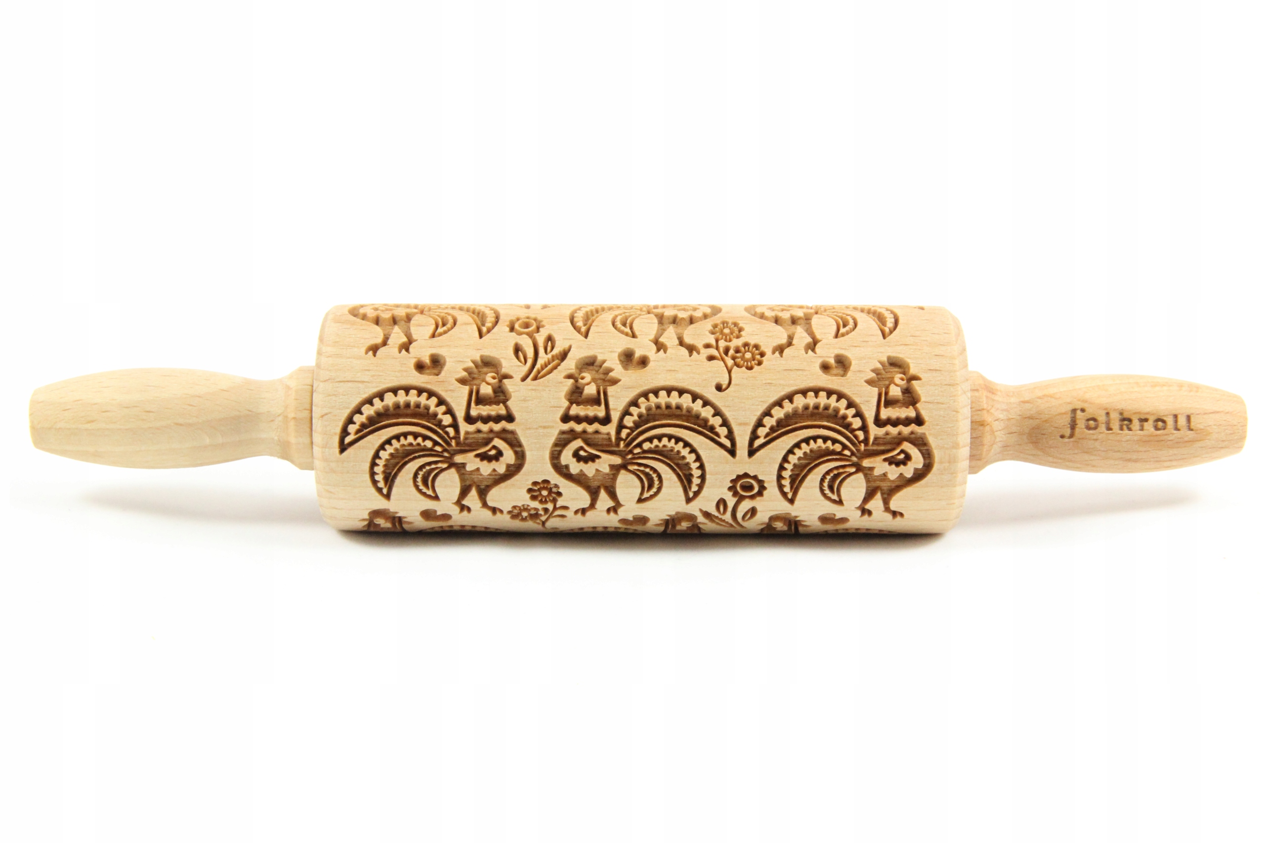 Wałek grawerowany wzór FOLK KOGUTY, junior