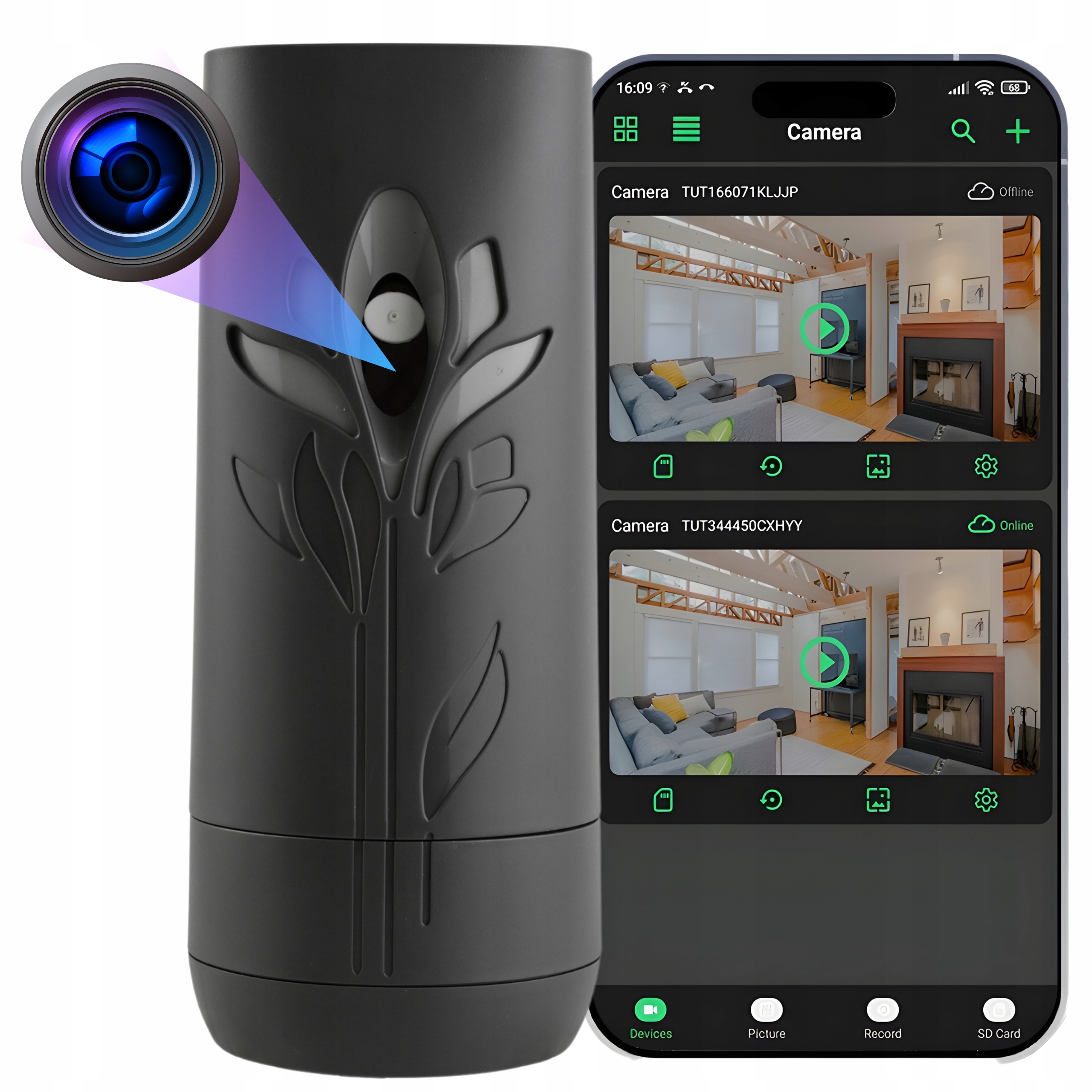 Mini Špionážní Wifi Kamera V Osvěžovači, Náhled Telefonu, Dlouhá Doba Provozu