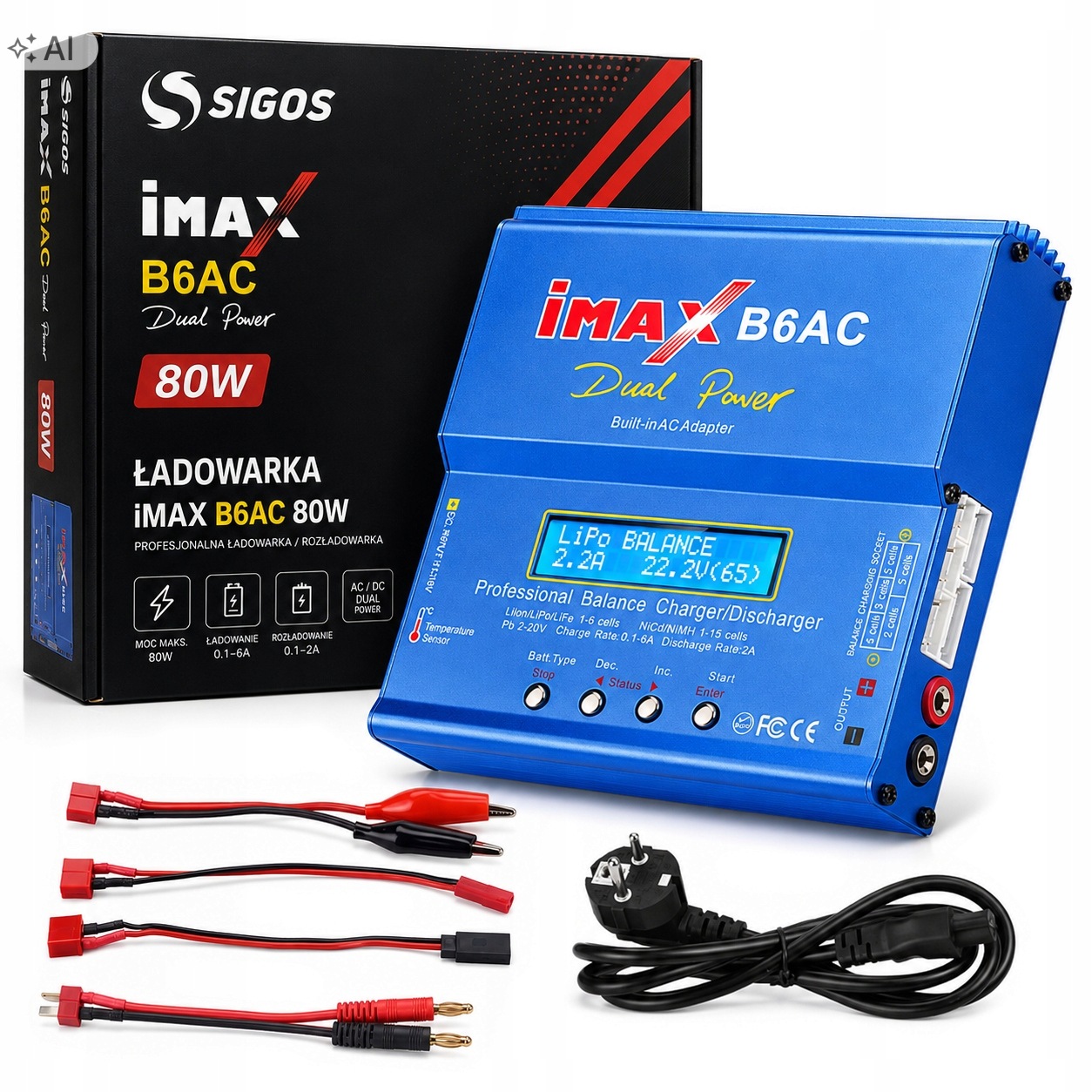 Nabíječka Imax B6AC 80W Napájecí Zdroj Lipo Nimh Lihv S Balancérem adaptéry