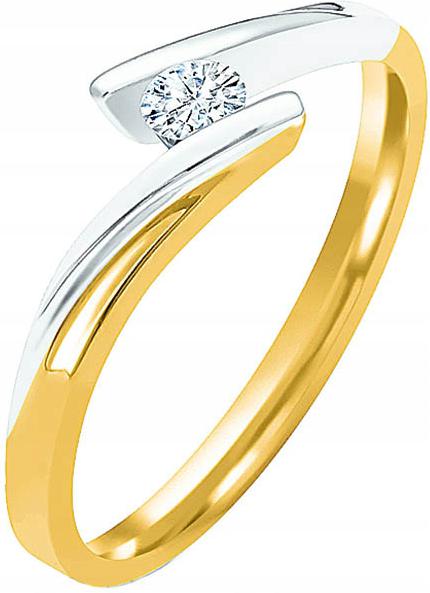Prstýnek prsten 585 s diamantem r 18 19 20, módní, elegantní vzor 14k
