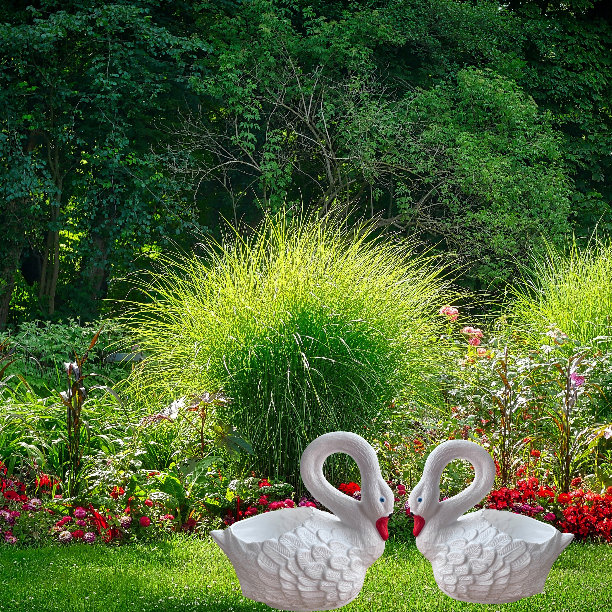 DONICA W KSZTAŁCIE ŁABĘDZIA ZESTAW DUŻA I ŚREDNIA OSŁONKA NA KWIATY Producent inna