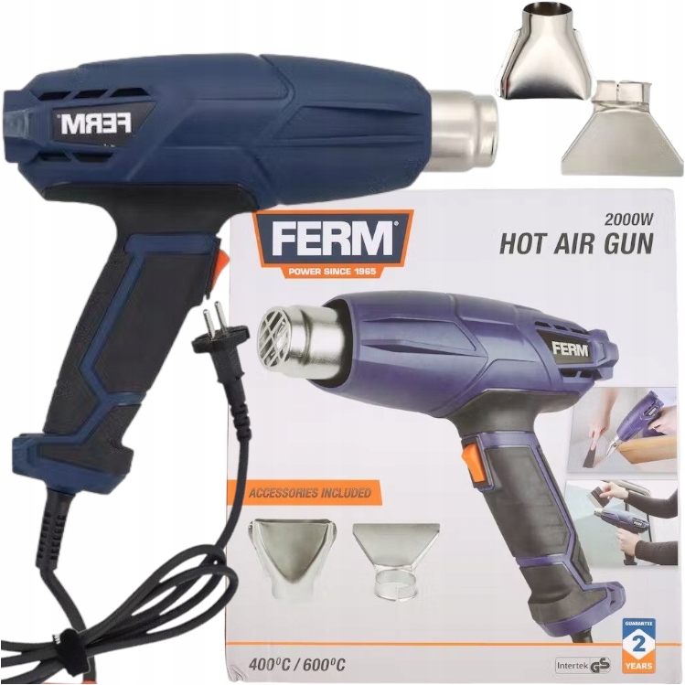 SUSZARKA PISTOLET OPALARKA NA GORĄCE POWIETRZE 2000W 600°C AKCESORIA ZESTAW