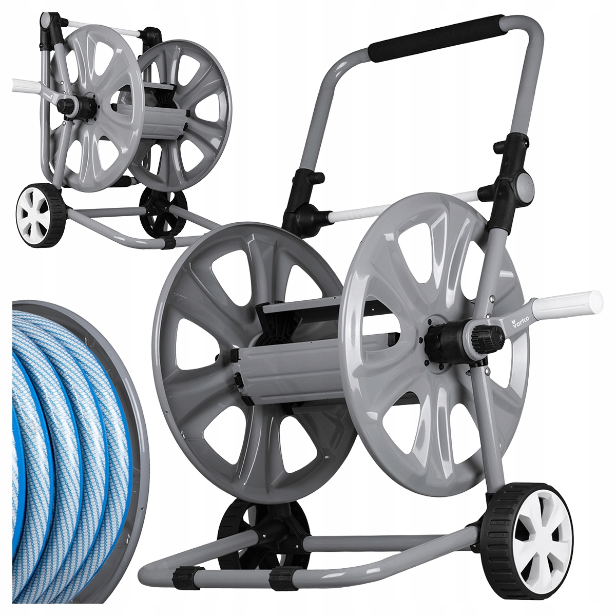 Vozík Na Zahradní Hadici Buben Navíječ Skládací Rukojeť 60 m Kovový