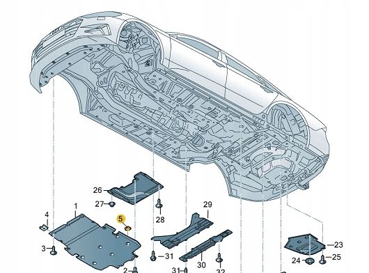 BLASZKA SPINKA OSŁONY SILNIKA AUDI A4 A5 A6 A7 Q5 Numer katalogowy części 4N0825429