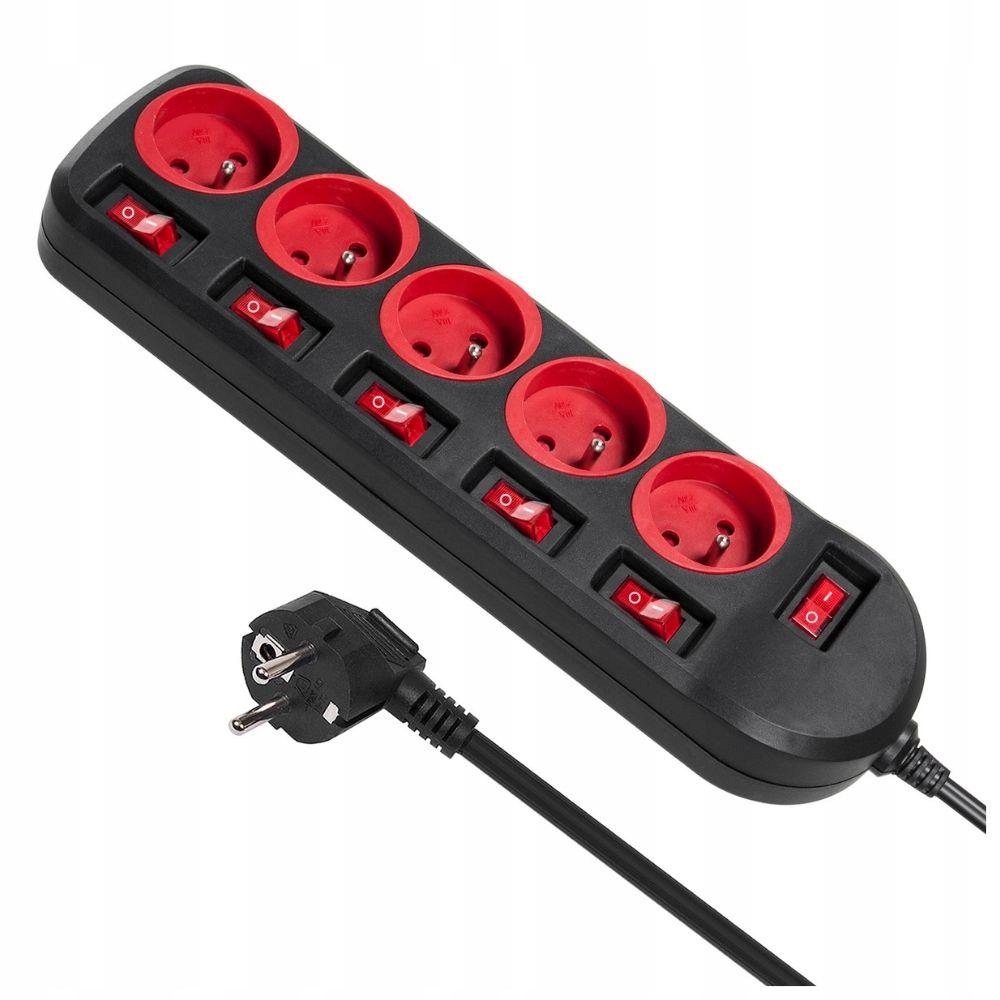 Maclean Listwa Zasilająca Przedłużacz Power Strip Do Komputer Rtv 5 Gniazd