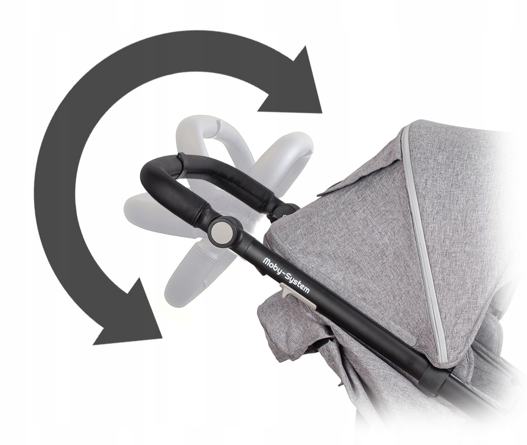 WÓZEK SPACEROWY MOBY-SYSTEM NADIA SZARY +OCIEPLACZ Składanie na płasko