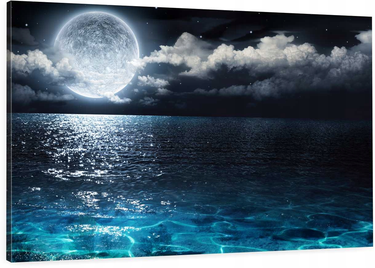 

Obraz Na Płótnie 120x80 Księżyc morze nocą