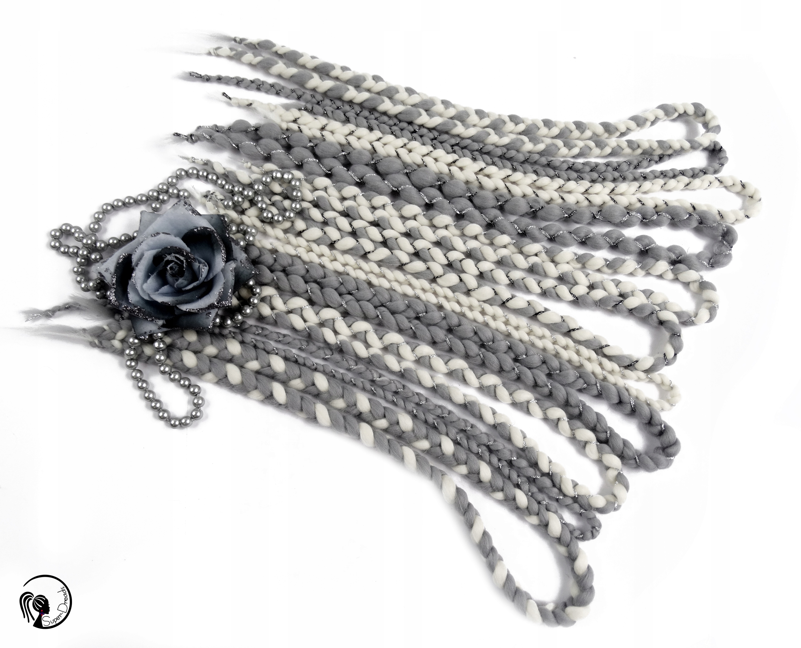 Opakovaně Použitelné vlněné copánky, bílé šedé, Jemný Dotek, 40 kusů