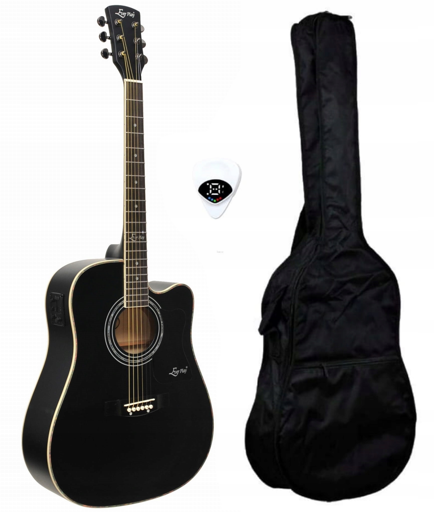Ever Play AP-400CEQ Bk Matt Czarna Gitara Elektroakustyczna Zestaw