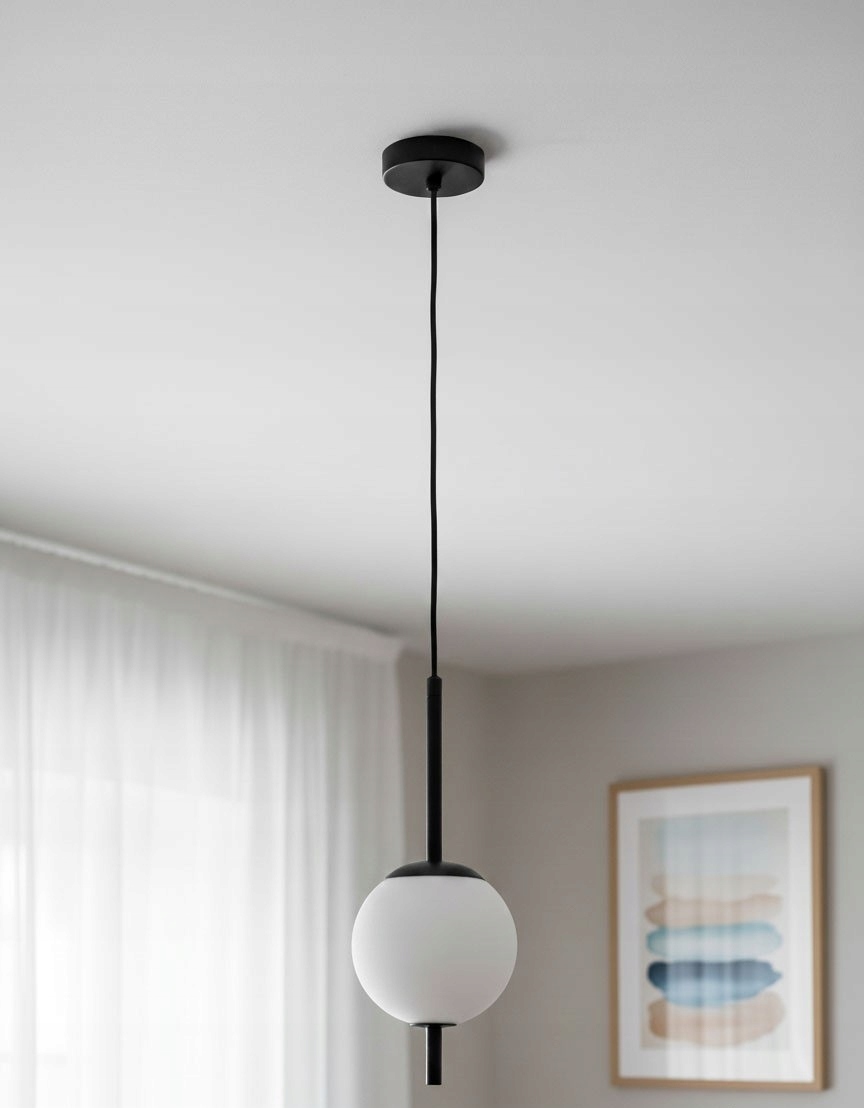 Lampa Wisząca Zwis Alfa Diora 61497 Biała Kula Klosz Czarny Biały