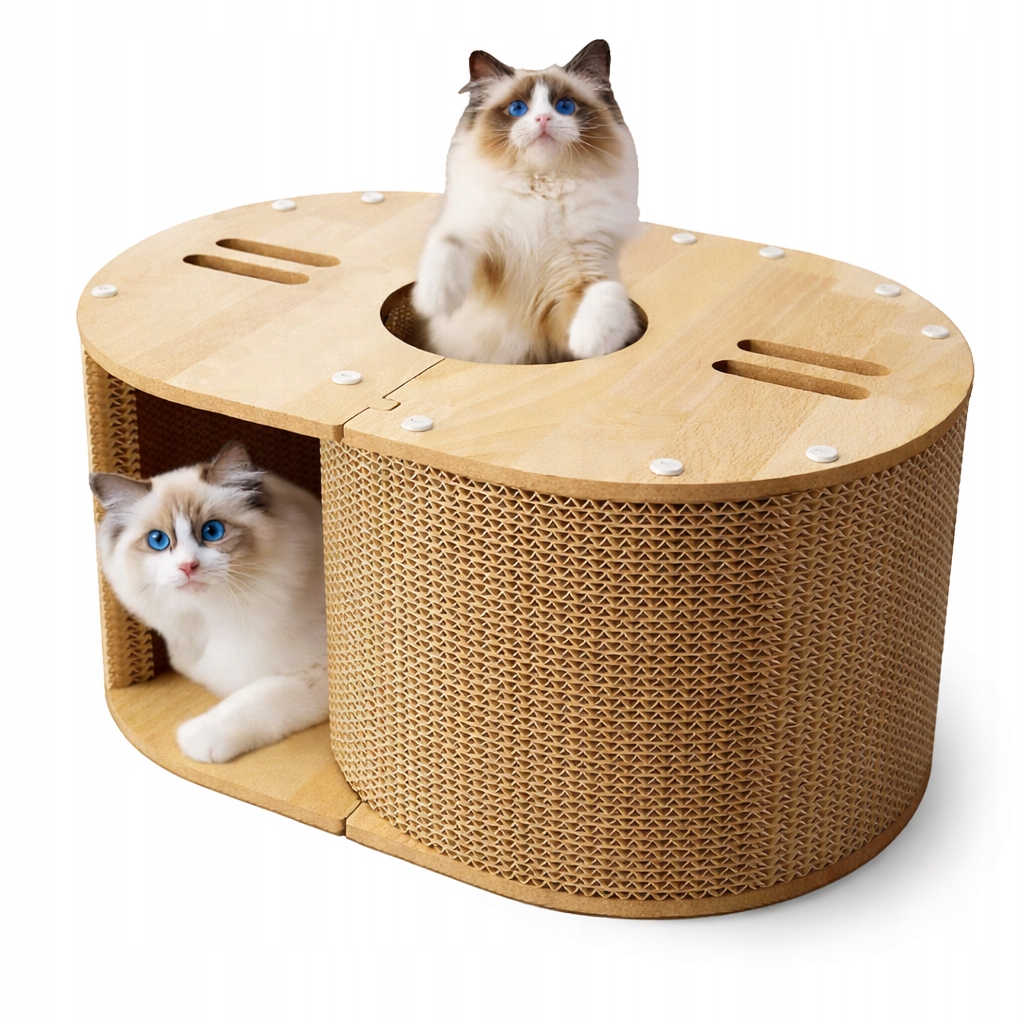 Levně Škrabadlo Kartonový Tunel Pro Kočky Pelíšek Kartonová Budka
