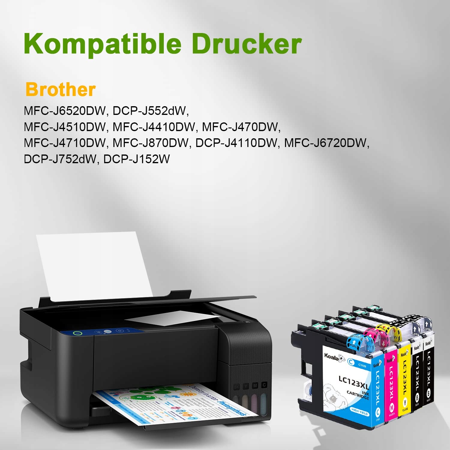 KOALA Zestaw 10 Tuszy LC-123XL Kompatybilne z Brother MFC-J6520DW — miniatura 2